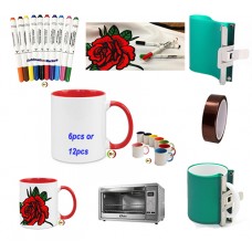 DIY Gift 12pcs Sublimation Mug  heat transfer image With Artesprix Pen Marker 